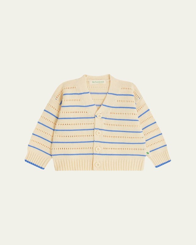 Kid's Pointelle Striped Cardigan, Size Newborn-24